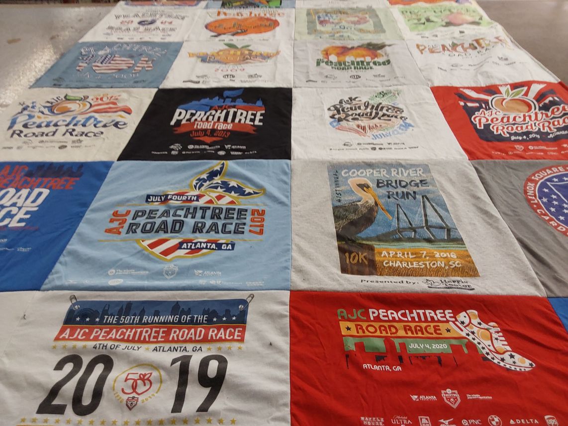T-shirt quilt with running, races themes by Teresa from NC