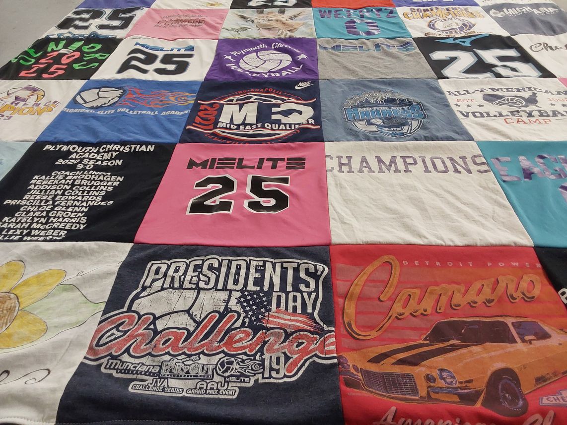 T-shirt quilt featuring elite volleyball team by Jamie from MI