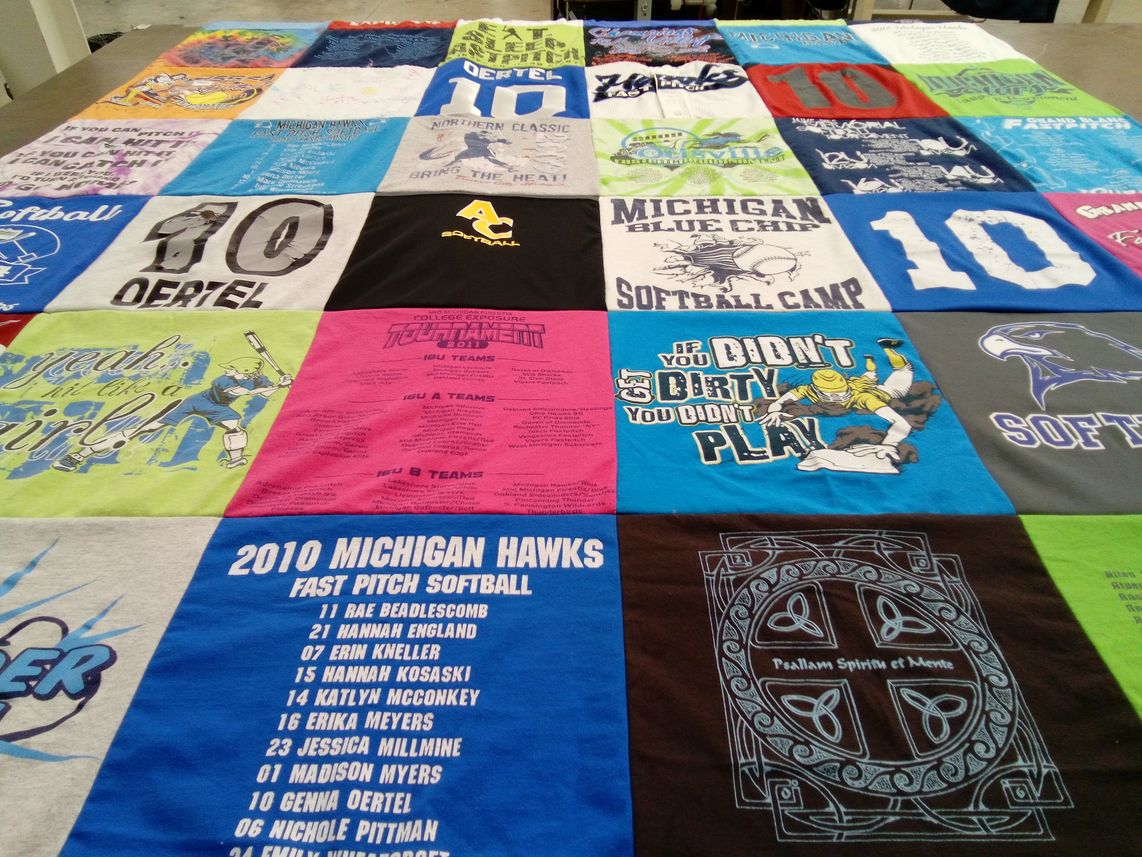 T-shirt quilt featuring michigan hawks fast pitch softball by TaMara from MI