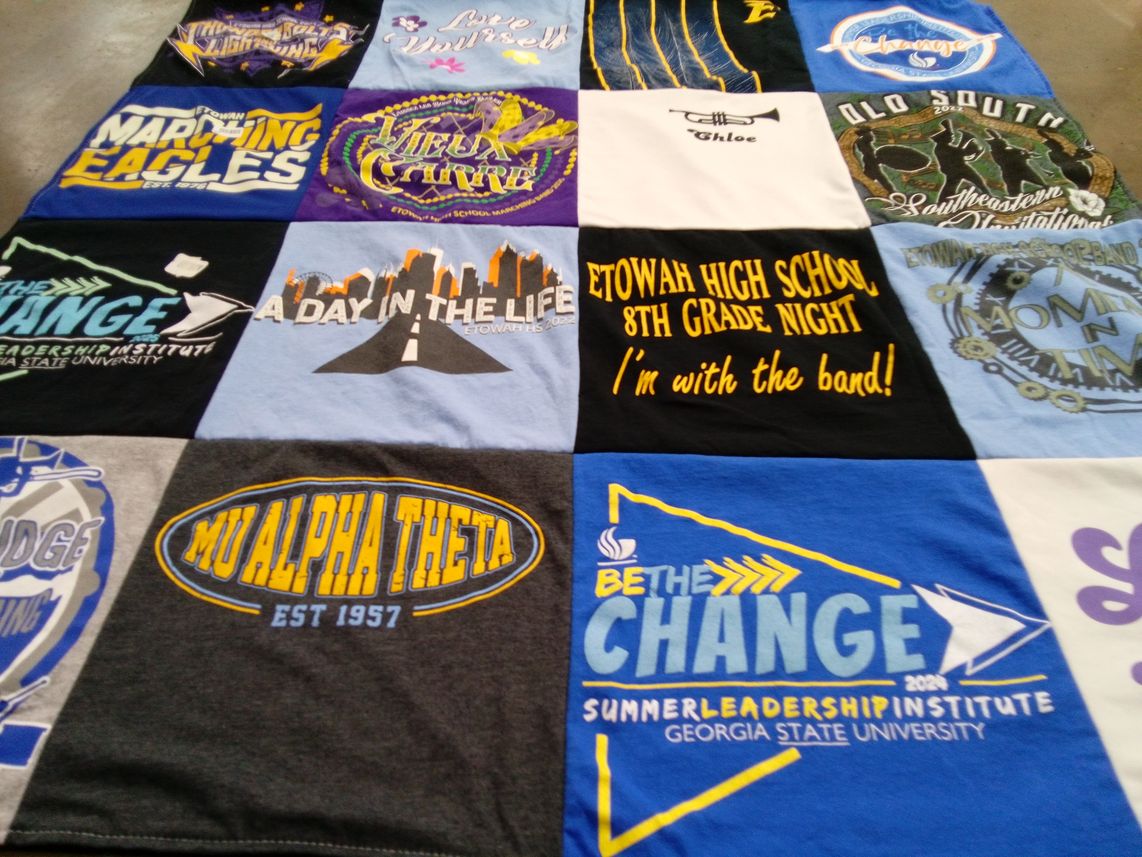 T-shirt quilt from georgia state university, etowah high school by Acacia from GA