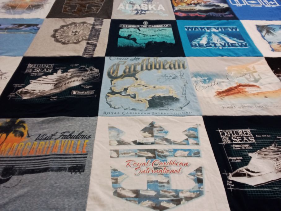 T-shirt quilt with cruising, travel themes by Christine from FL