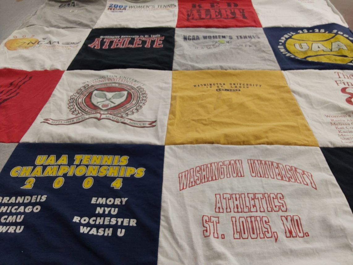T-shirt quilt from washington university in st. louis by Sara from CA