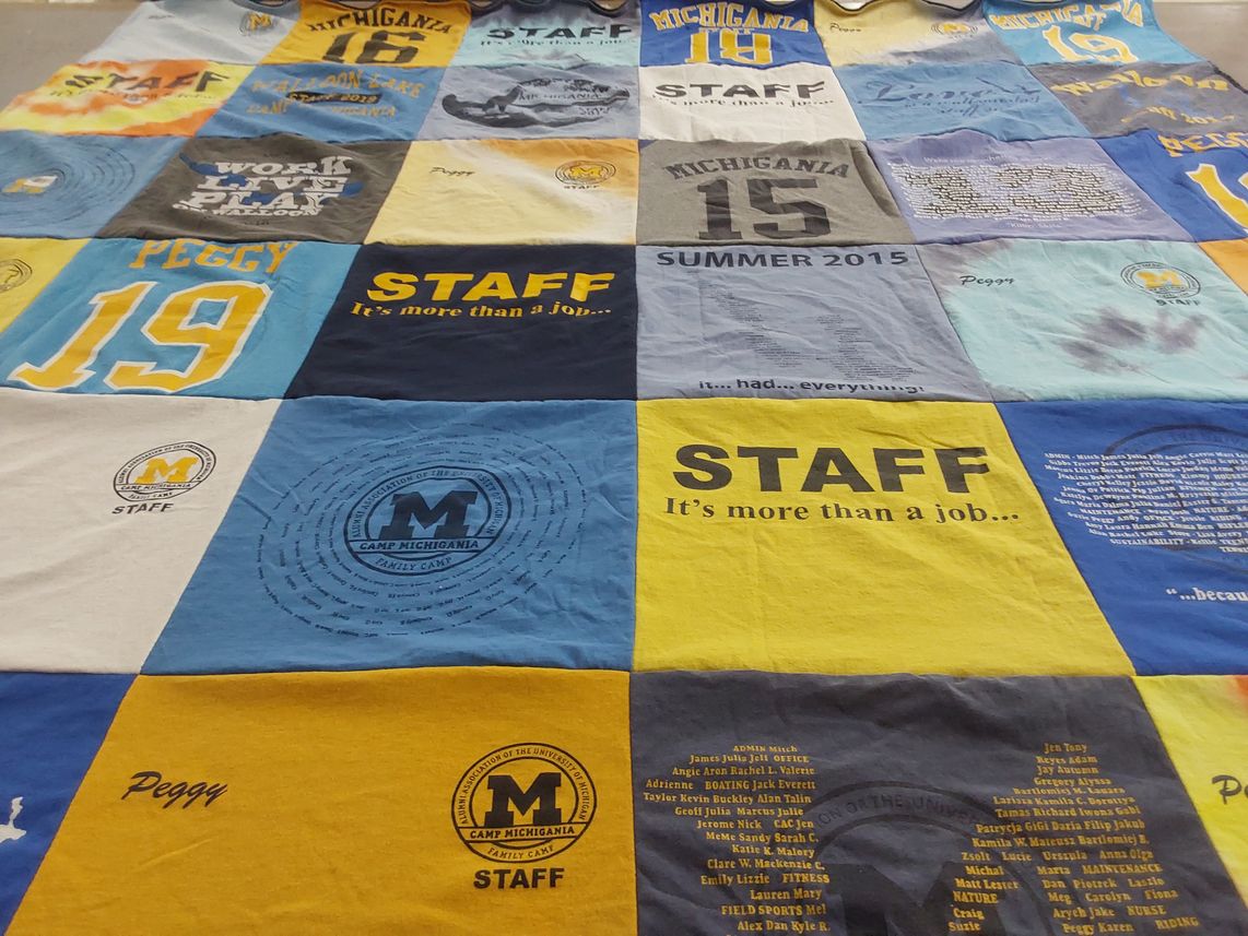 T-shirt quilt from university of michigan by Margaret from AR