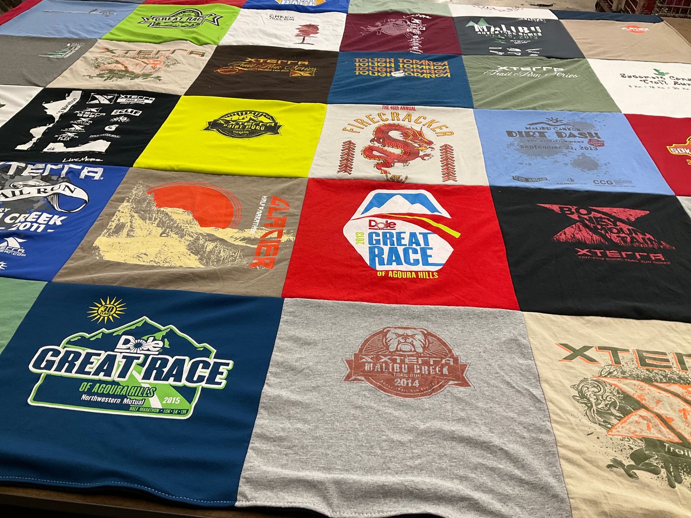 T-shirt quilt with running, outdoor activities themes by Scott from CA