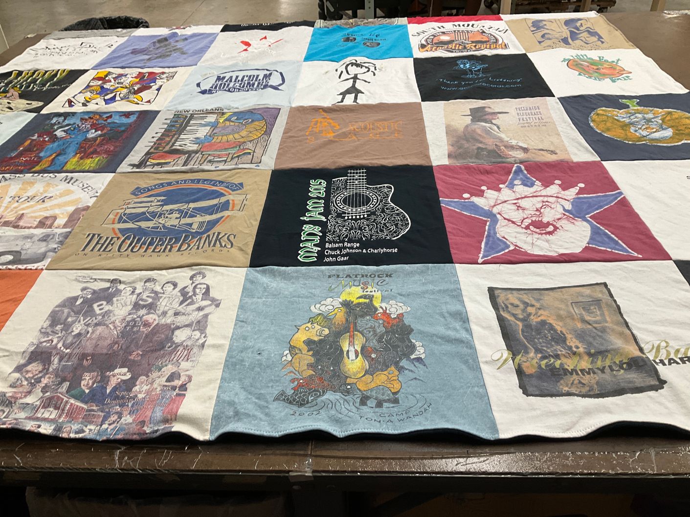 T-shirt quilt with music, festivals themes by Phyllis from NC