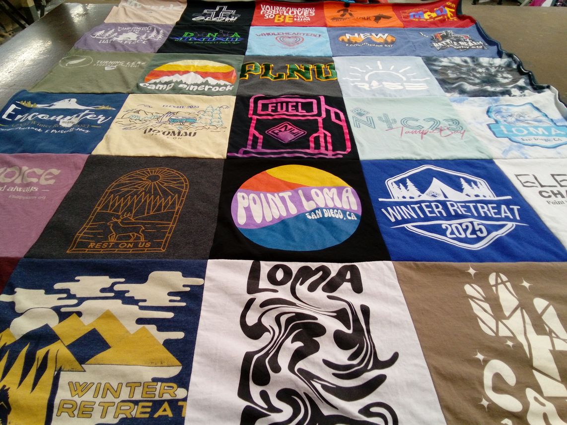 T-shirt quilt from point loma nazarene university, loma linda university by Jodi from AZ