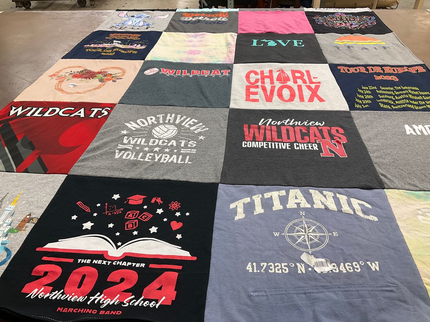 T-shirt quilt featuring northview wildcats volleyball, northview wildcats competitive cheer by Jennifer from MI