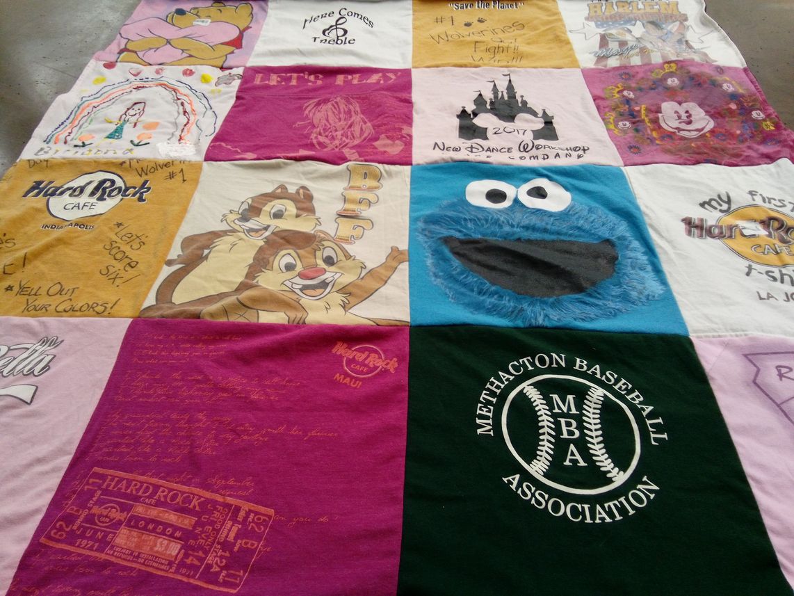 T-shirt quilt featuring methacton high school wolverines by Cynthia from PA