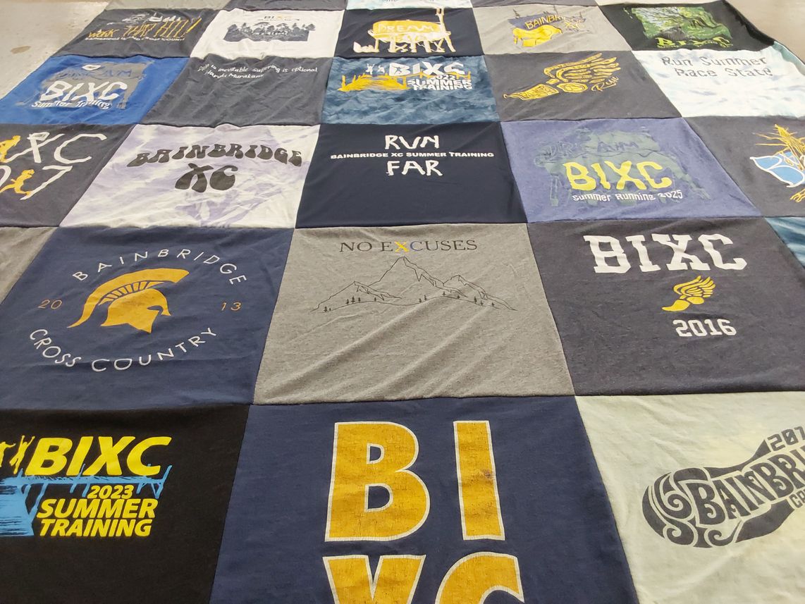 T-shirt quilt featuring bainbridge cross country, bainbridge high school cross country by Steve from WA