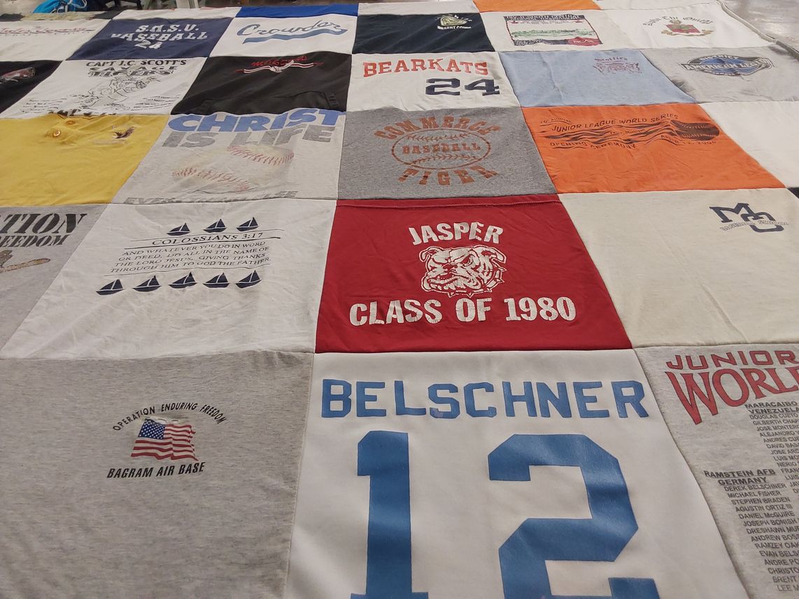 T-shirt quilt featuring bearkats by Sandy from ID