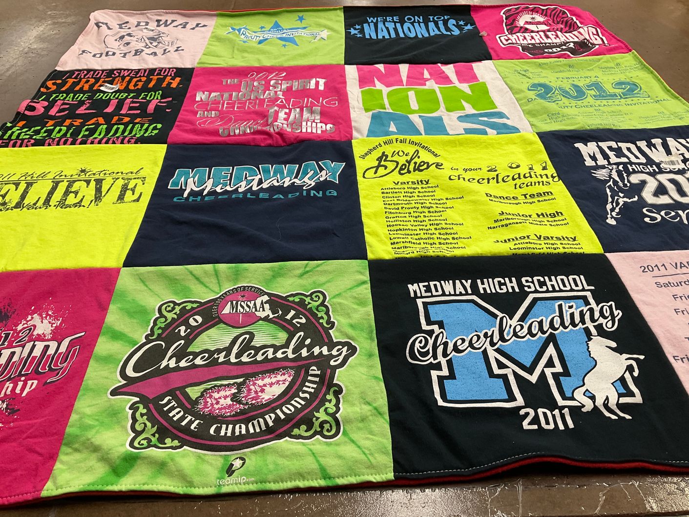 T-shirt quilt from medway high school by Linda from MA