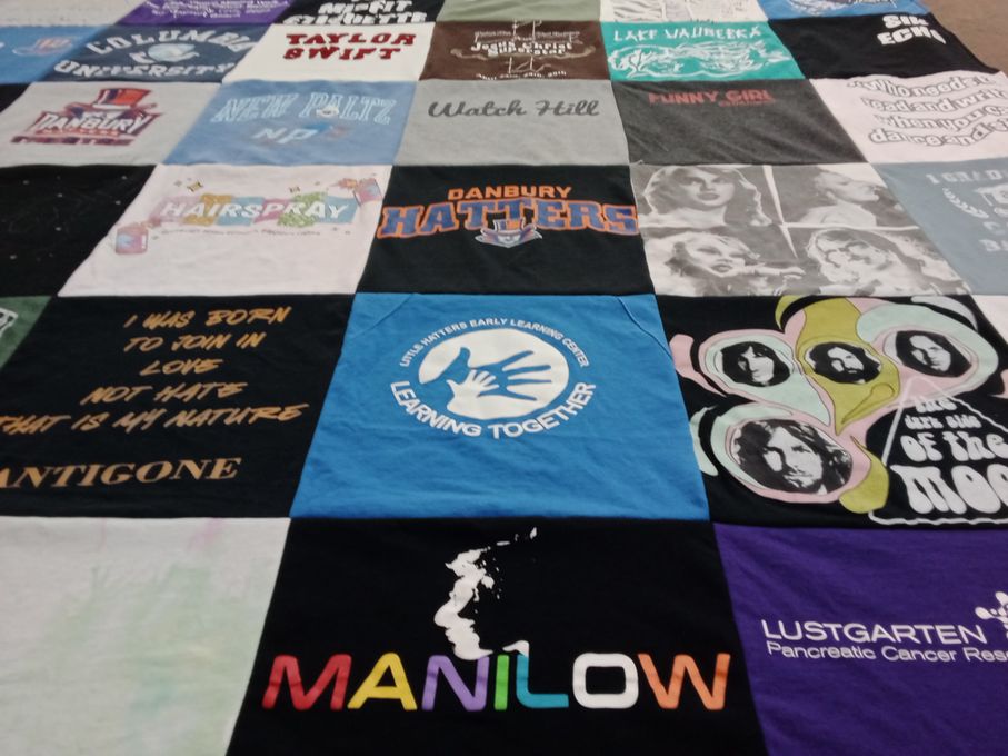 T-shirt quilt featuring danbury hatters by wendy from CT