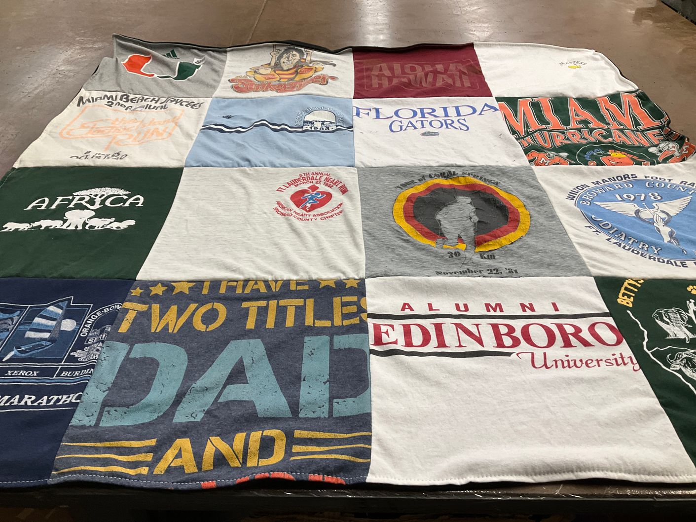 T-shirt quilt featuring florida gators, miami hurricanes by Diane from FL