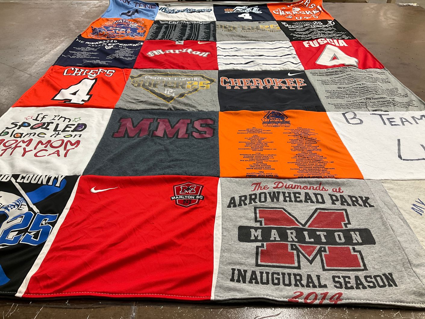T-shirt quilt featuring cherokee baseball, marlton sc by Tina from NJ
