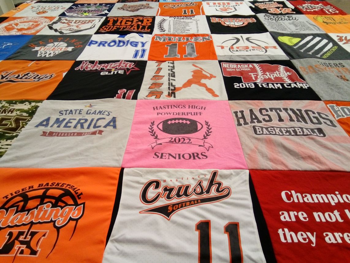 T-shirt quilt featuring hastings basketball, hastings softball by Ashley from NE
