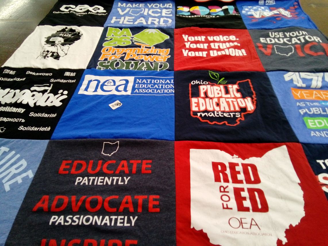 T-shirt quilt with education, advocacy themes by Traci from OH