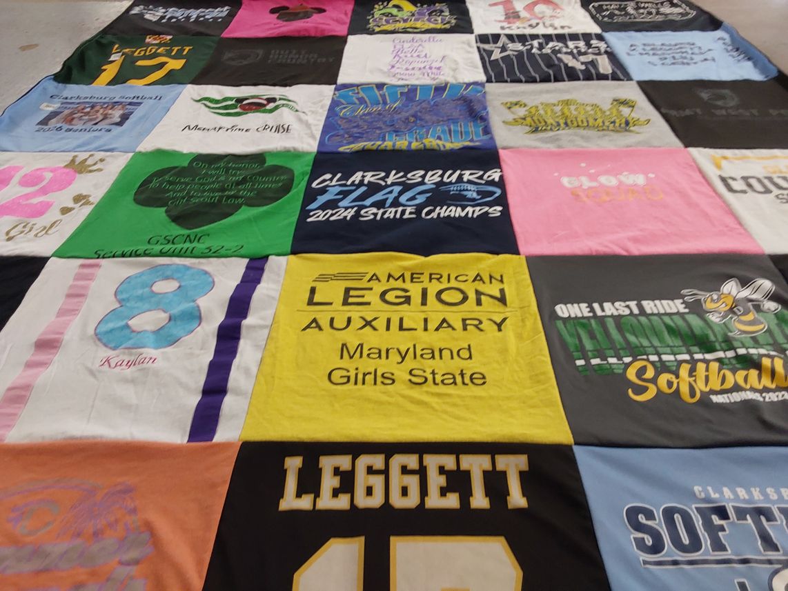 T-shirt quilt featuring clarksburg softball by Katie from MD