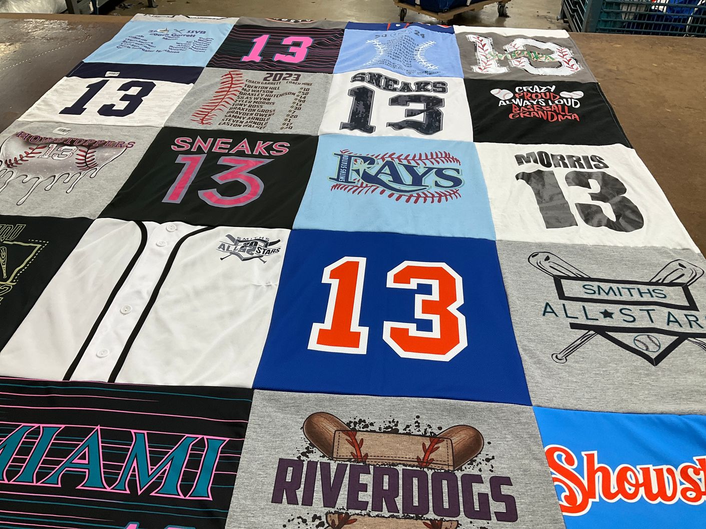 T-shirt quilt with baseball themes by Rita from AL