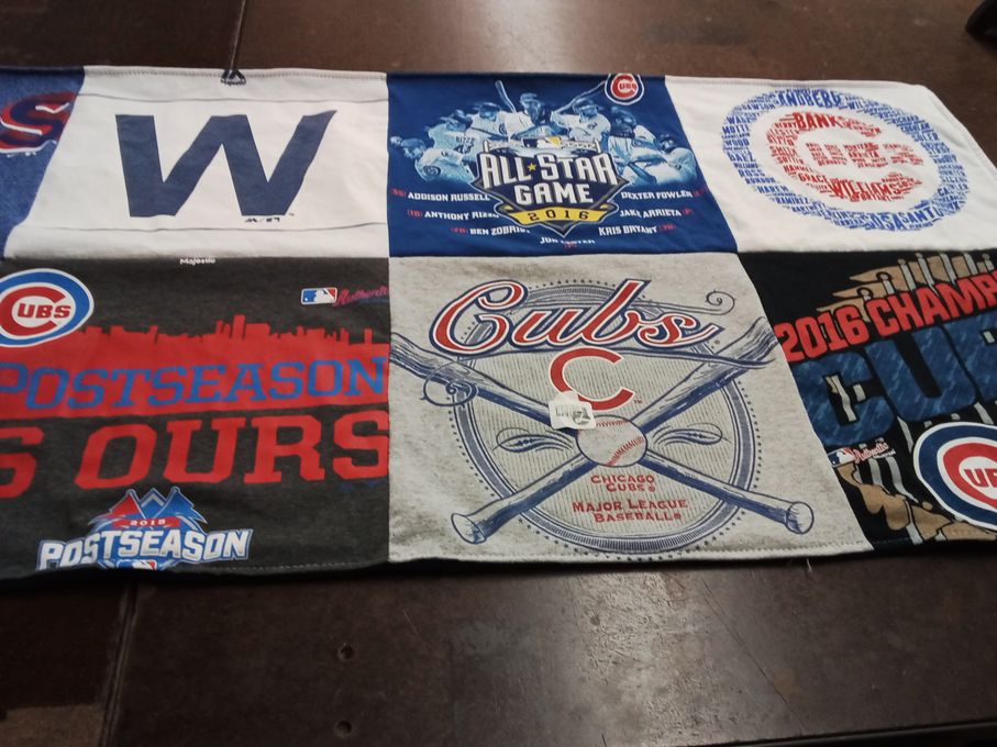 T-shirt quilt featuring chicago cubs by Libby from IL
