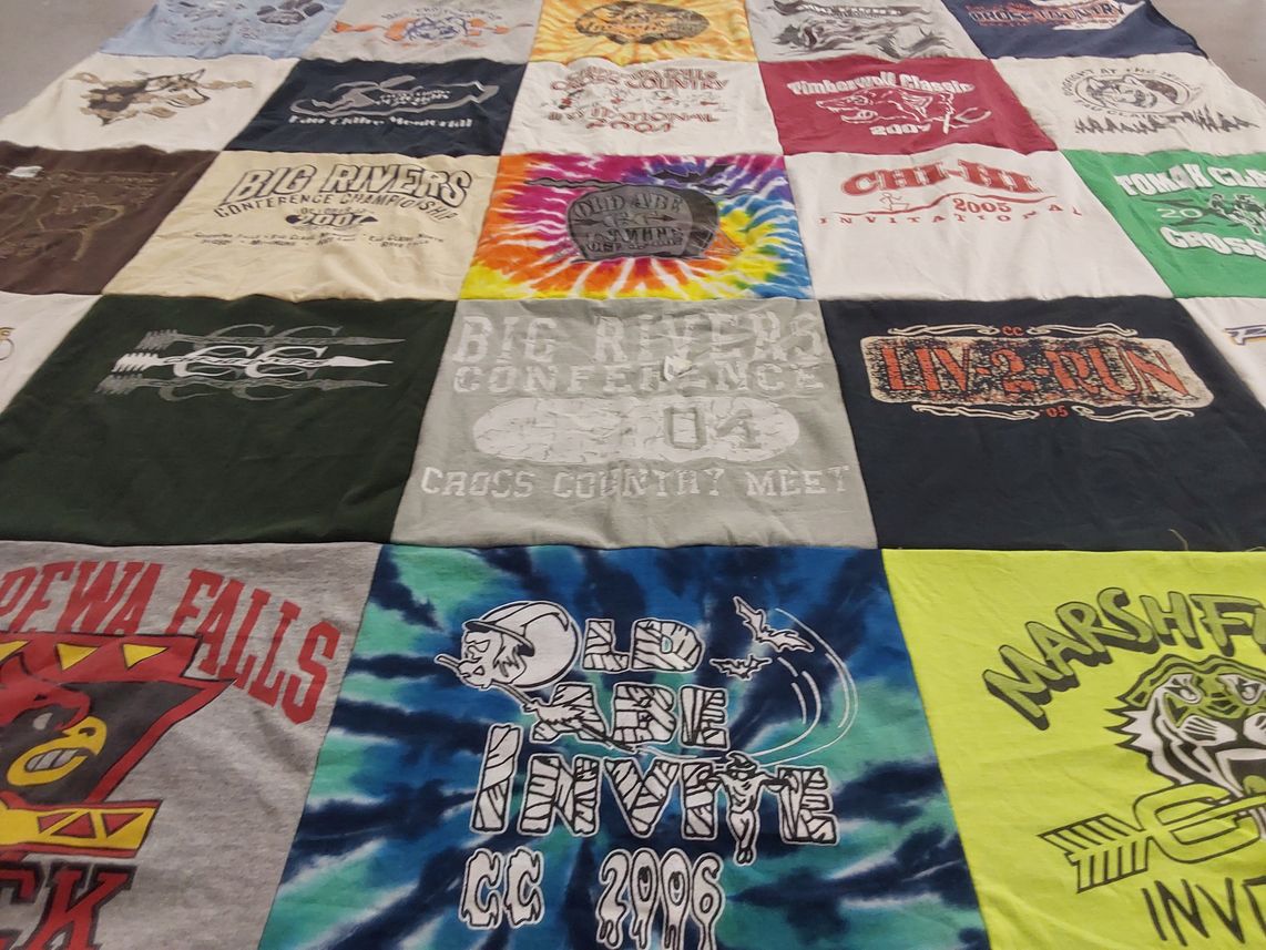 T-shirt quilt from chippewa falls high school, marshfield high school by Barbara from MD