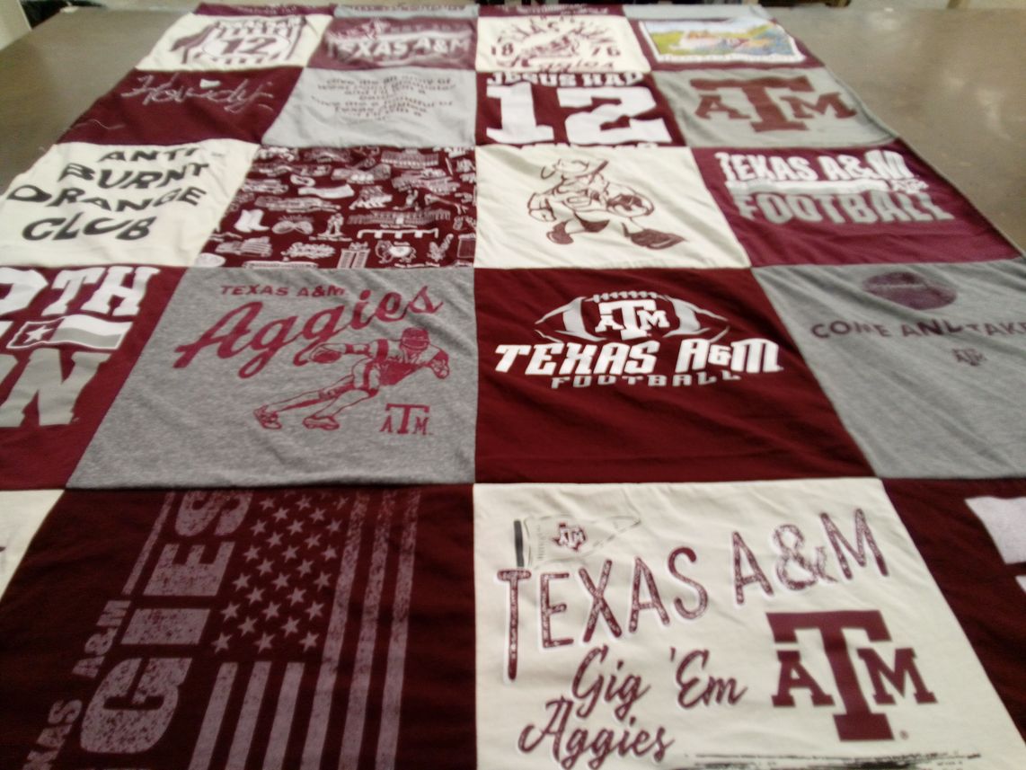 T-shirt quilt featuring texas a&m university by Tracey from TX