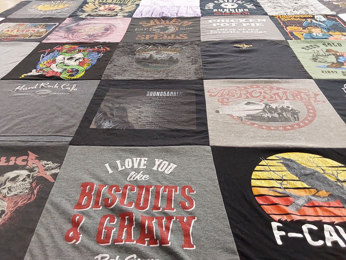 T-shirt quilt with music, collectibles themes by Jenifer from NC
