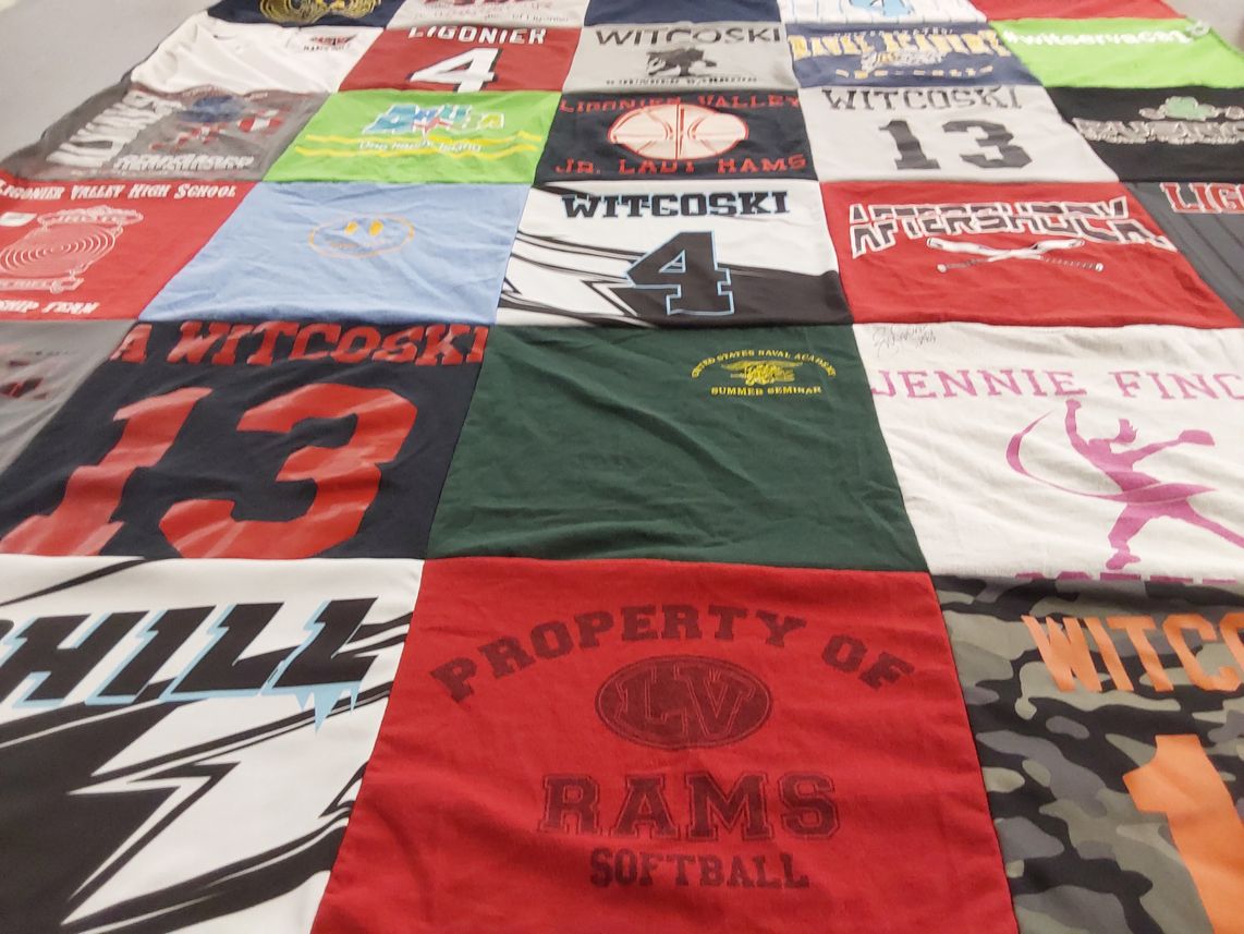 T-shirt quilt featuring rams softball by Jaime from PA