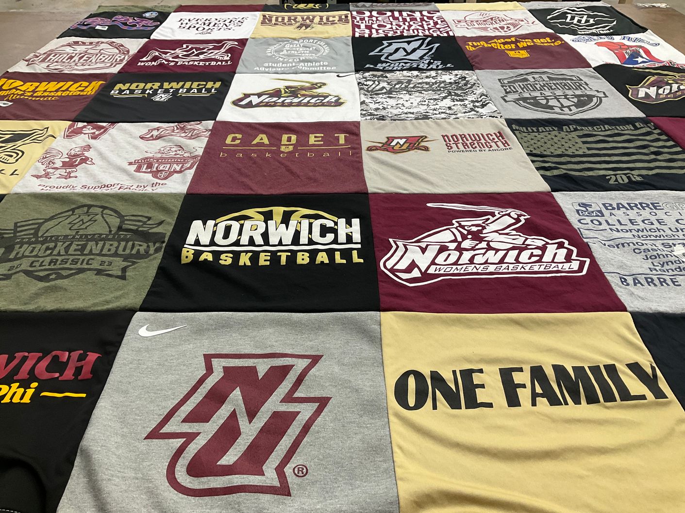 T-shirt quilt featuring norwich women's basketball by Suzanne from NH