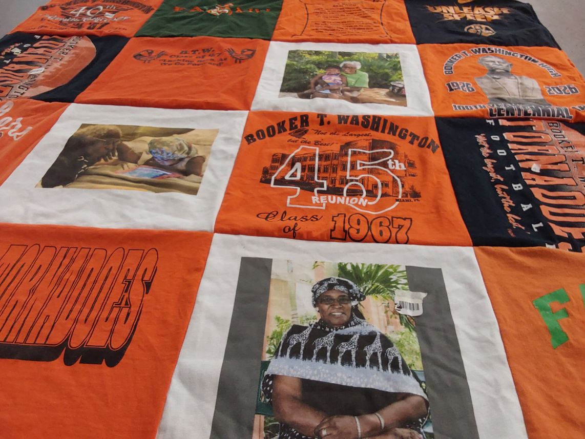 T-shirt quilt featuring booker t. washington high school tornadoes by Rusonda from FL