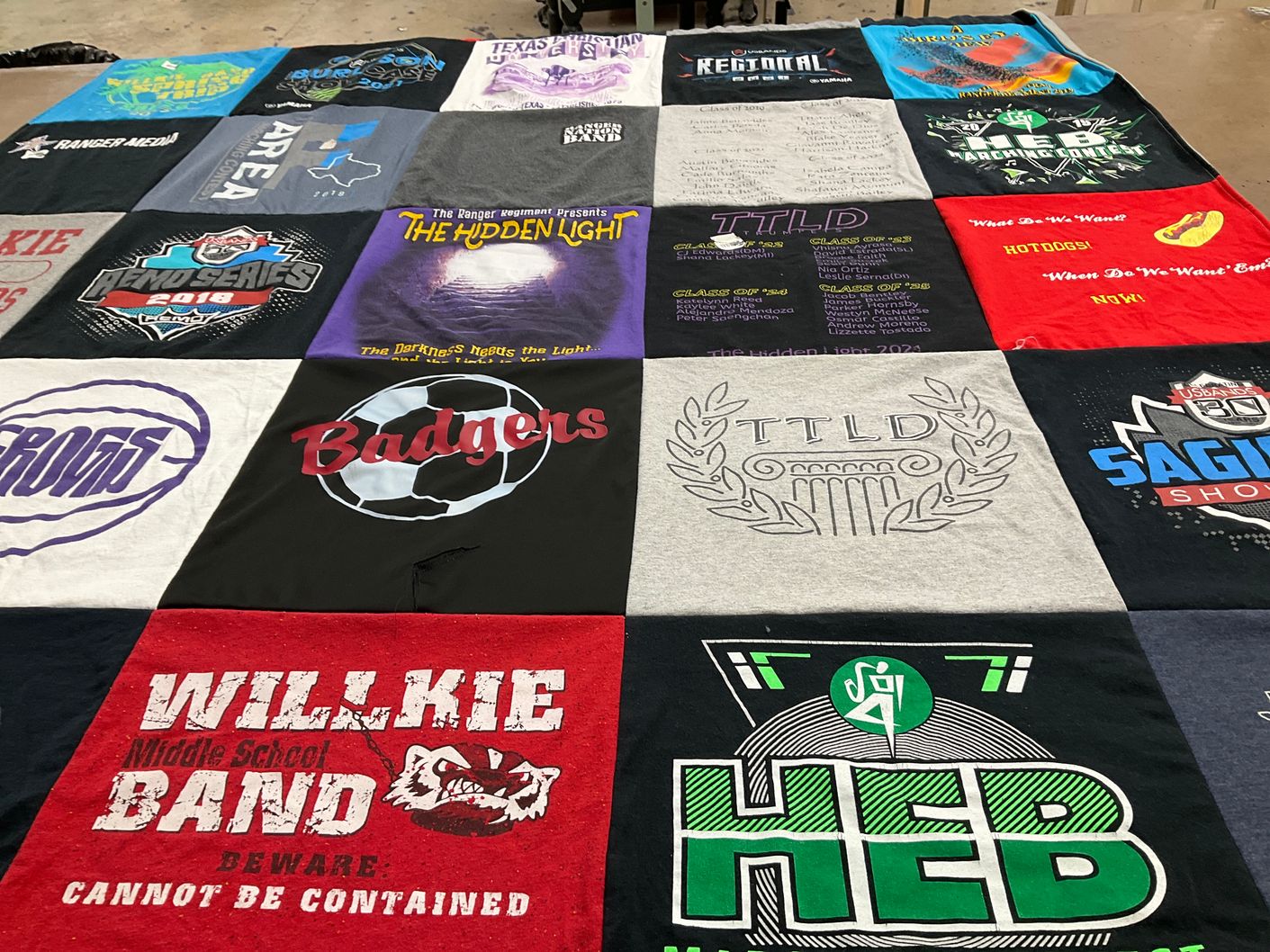 T-shirt quilt featuring badgers by Shana from TX