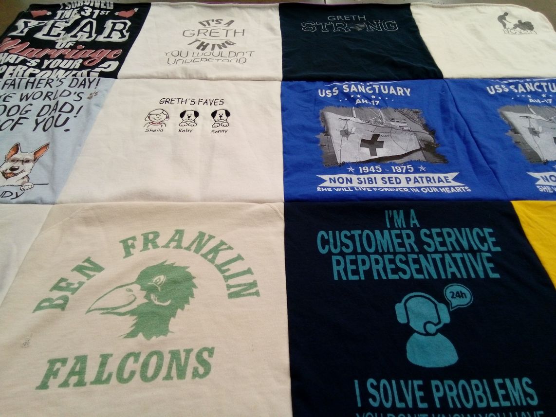 T-shirt quilt featuring ben franklin falcons by Sheila from CA