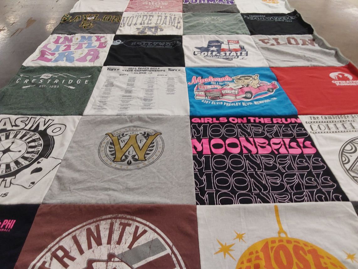 T-shirt quilt from baylor university, notre dame university by Olivia from CA