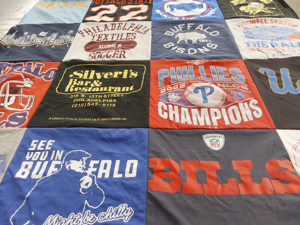 T-shirt quilt featuring philadelphia phillies, buffalo bills by Bob from CA