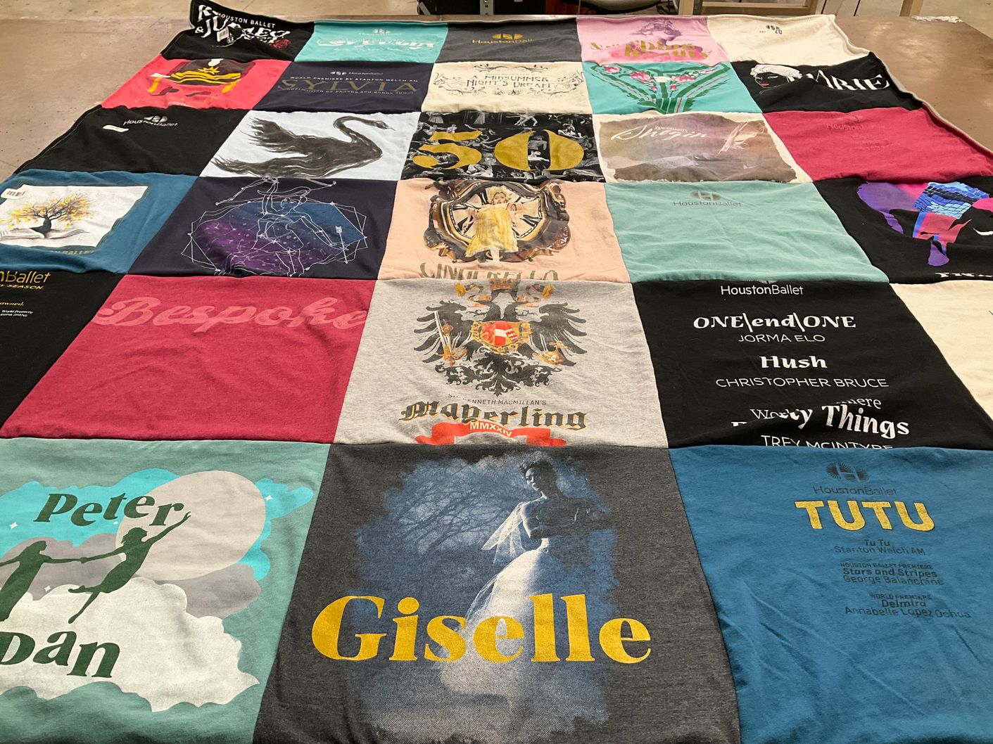 T-shirt quilt with ballet themes by Jennifer from TX
