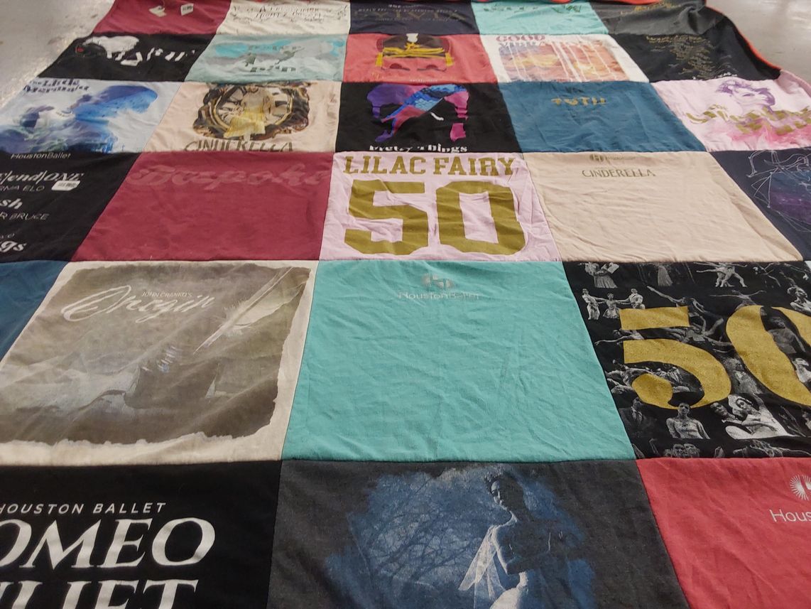 T-shirt quilt with ballet themes by Jennifer from TX