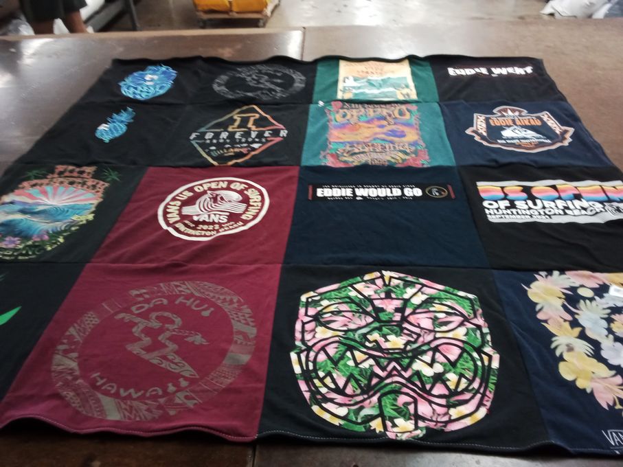 T-shirt quilt with surfing, ocean themes by Terry from SC
