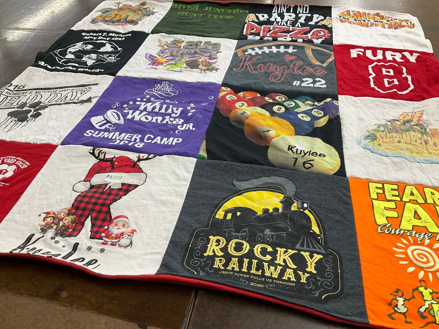 T-shirt quilt from robert f. monroe day school by Katie from FL
