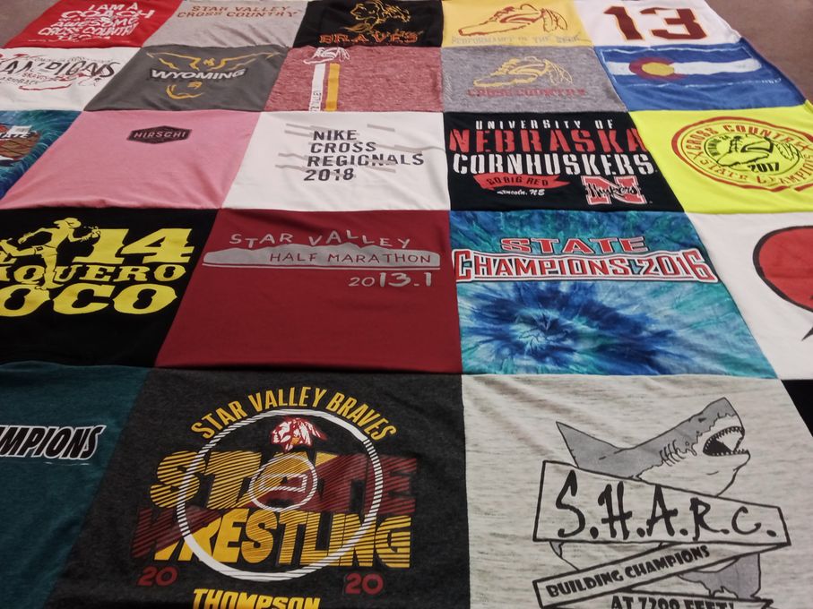 T-shirt quilt featuring star valley braves by Heather from WY