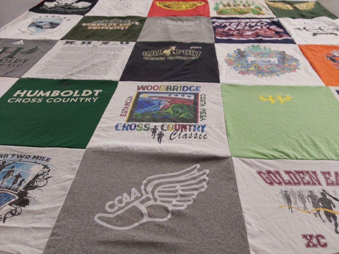 T-shirt quilt featuring golden eagle cross country, woodbridge cross country by Mary from CA