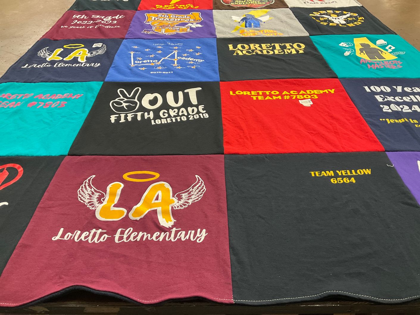 T-shirt quilt featuring team yellow by Liza from TX