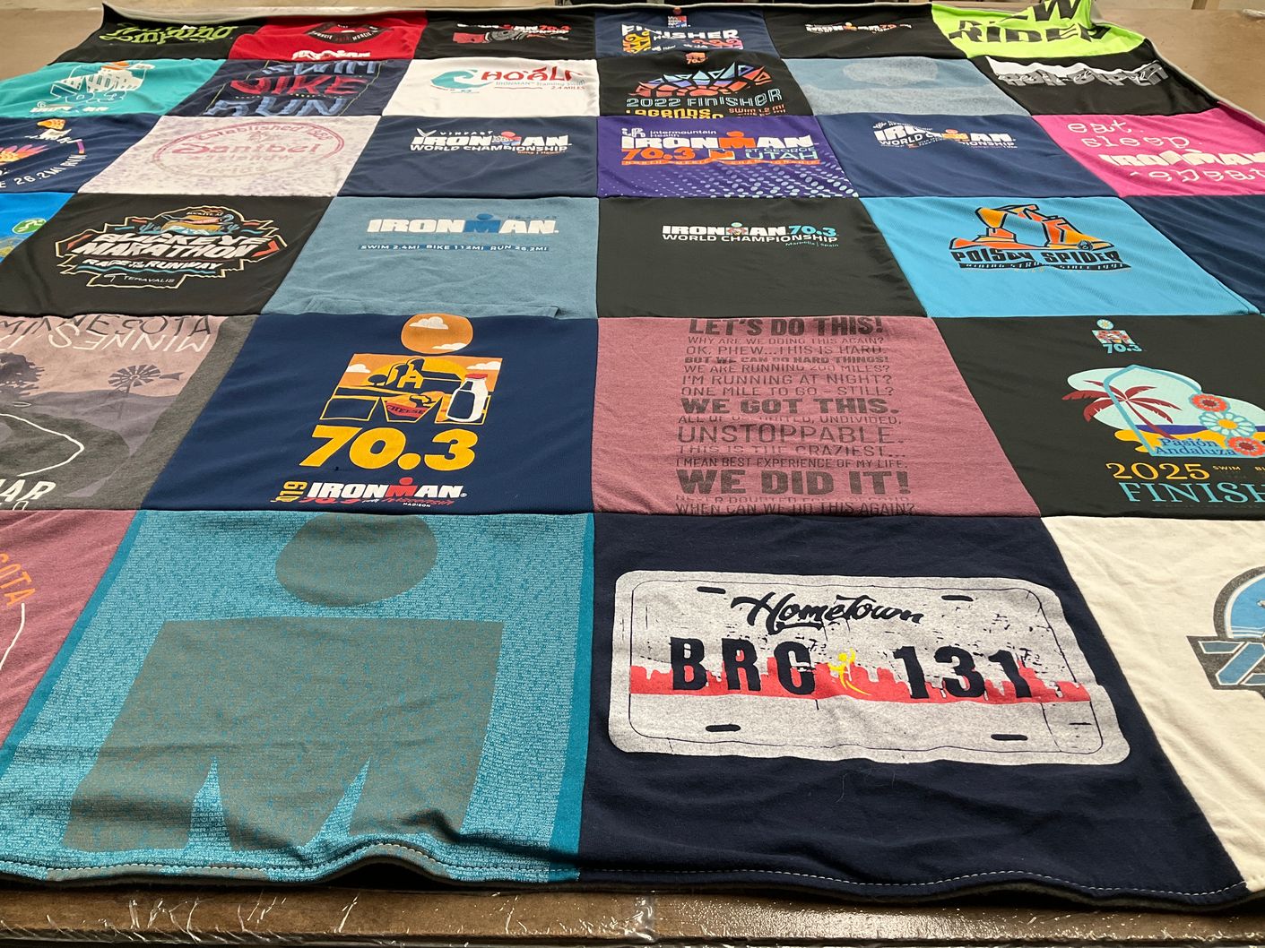 T-shirt quilt with triathlon, running themes by Candace from MN