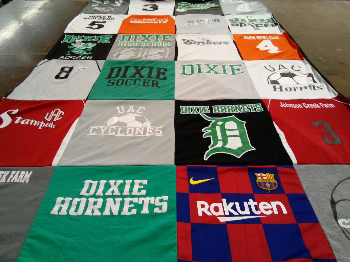 T-shirt quilt featuring dixie hornets, uac cyclones by Lillian from SC