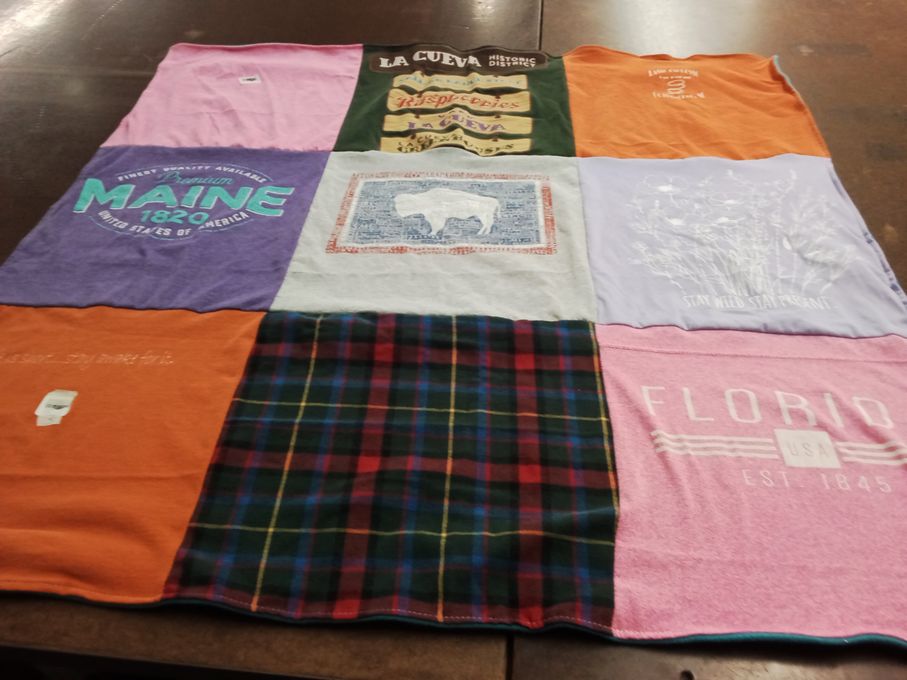 T-shirt quilt with travel, nature themes by Patricia from WY