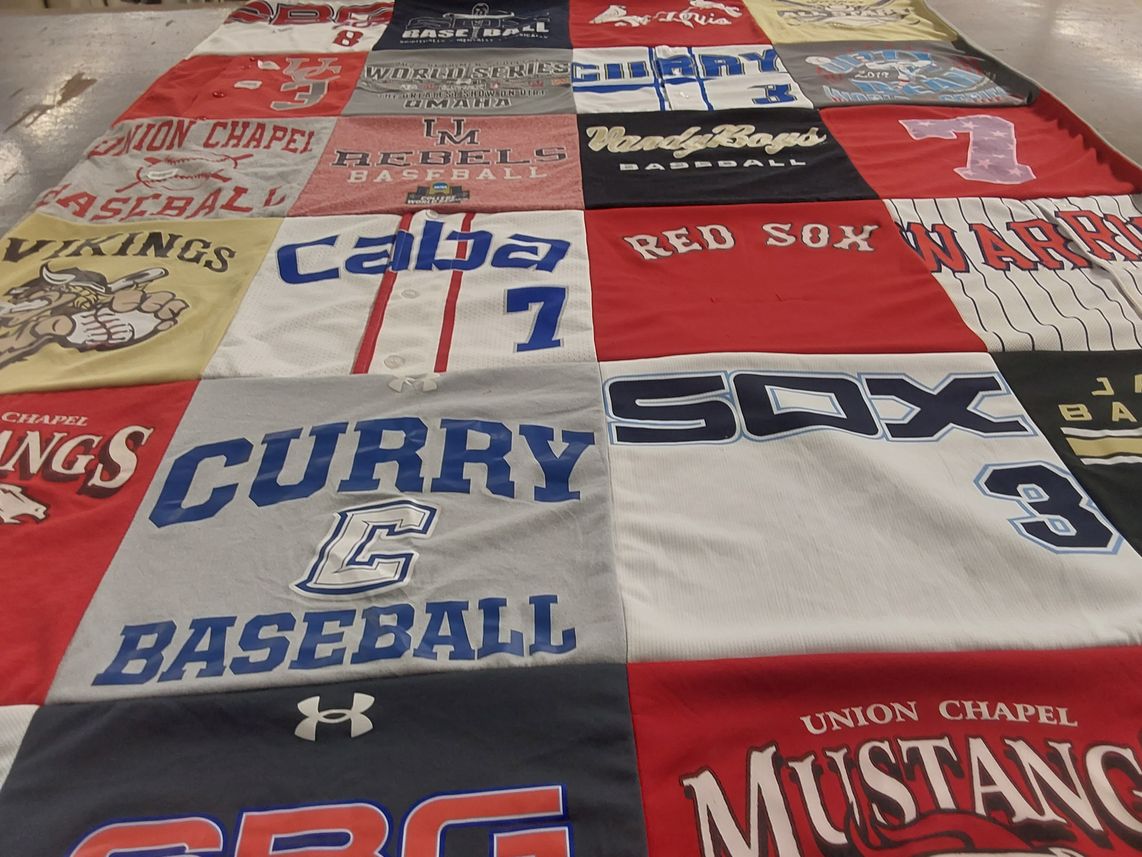 T-shirt quilt featuring red sox, rebels baseball by Tabitha from AL