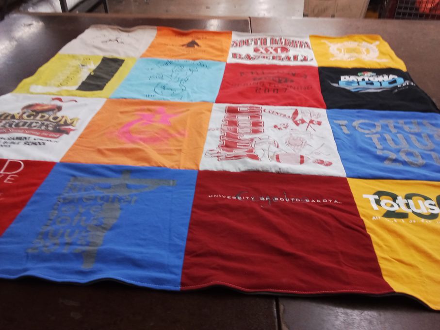 T-shirt quilt from university of south dakota by Jeanine from SD