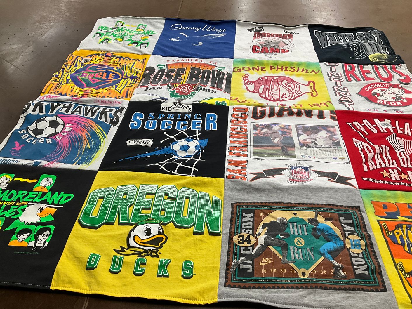 T-shirt quilt featuring san francisco giants, cincinnati reds by Connie from OR
