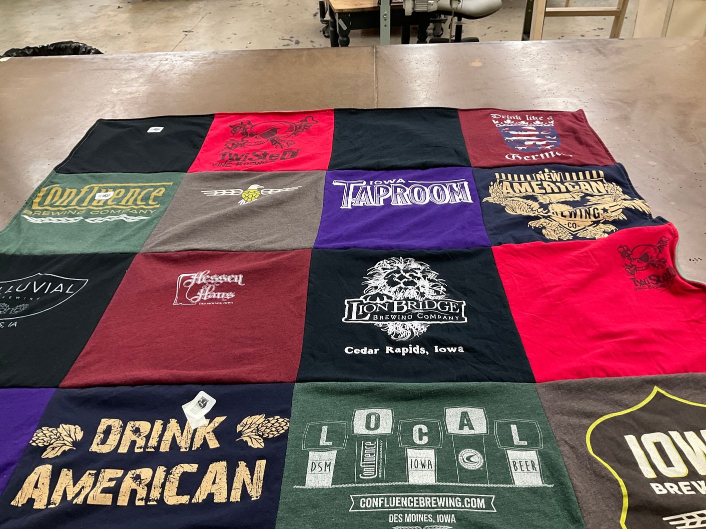 T-shirt quilt with craft beer, brewing themes by Kristeen from GA