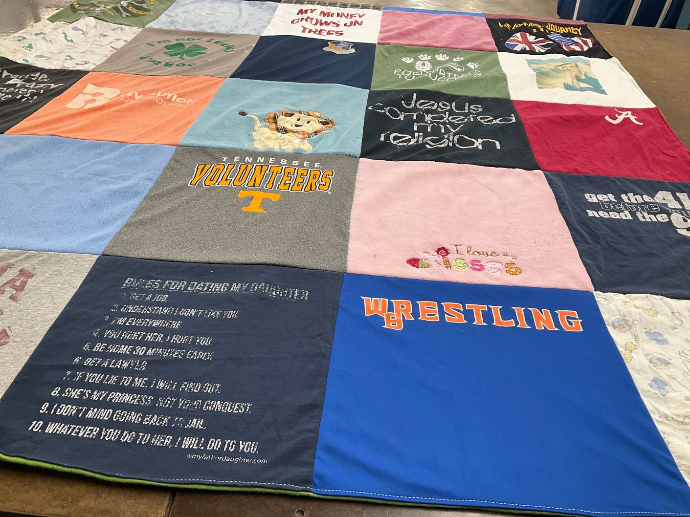 T-shirt quilt from university of tennessee by Ray and Lisa from TN