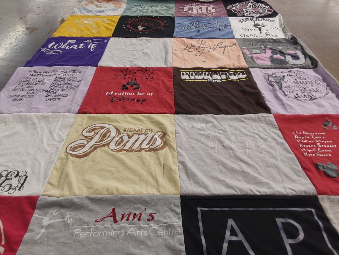 T-shirt quilt from kickapoo high school by TAMI from MO