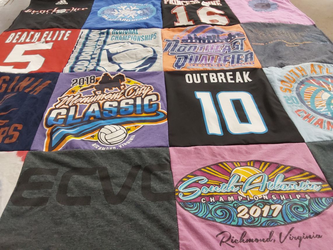 T-shirt quilt with volleyball, sports themes by M from VA